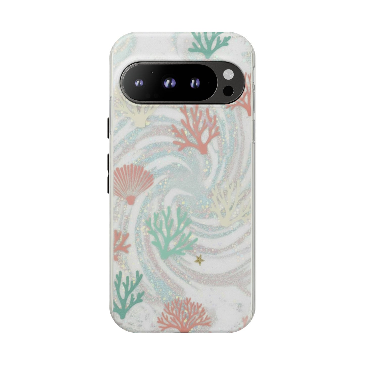 Seafoam Coral Tough Phone Case - Pastel Ocean Wave Design