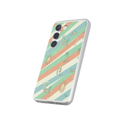 Beach Vibes Phone Case — Retro Pastel Surf & Palm Protective Flexi Case