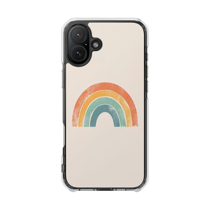 Clear Impact Phone Case — Pastel Boho Rainbow Design, Magnetic Compatible