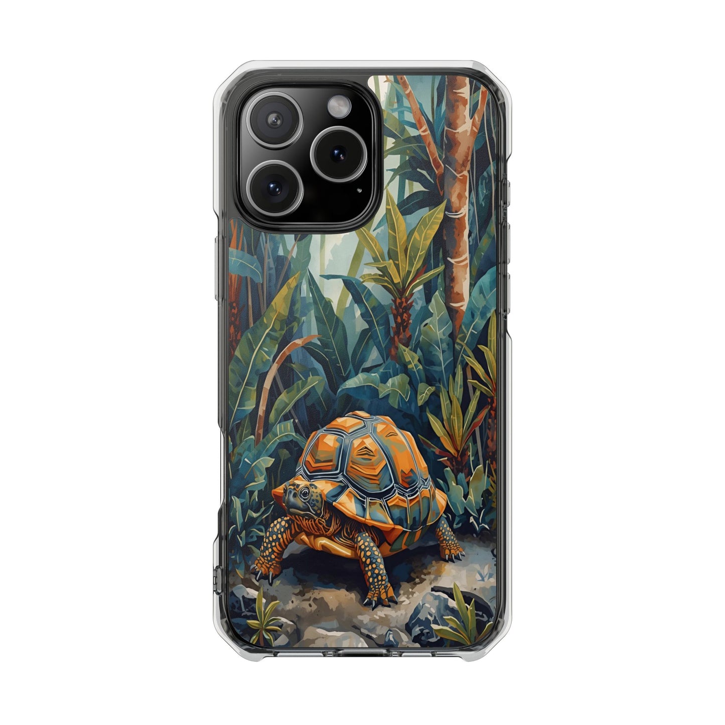 Clear Magnetic Phone Case — Tropical Turtle Art Protective Cover
