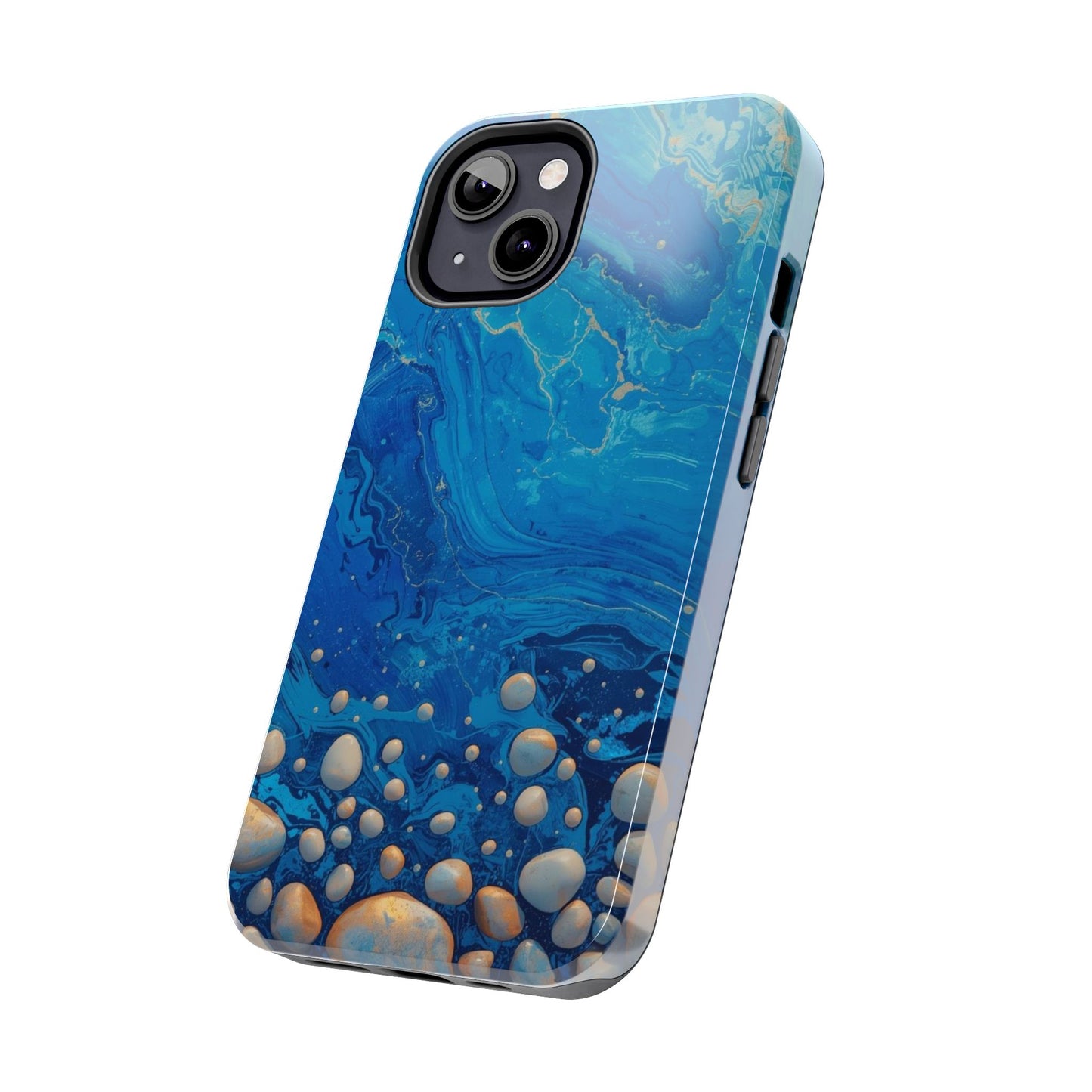 Blue Ocean Pebble Tough Phone Case — Protective Artistic Marble Design
