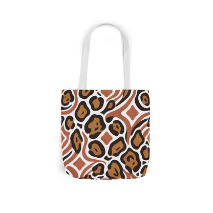 Leopard Geo Canvas Tote Bag — Brown Animal Print Reusable Shopper