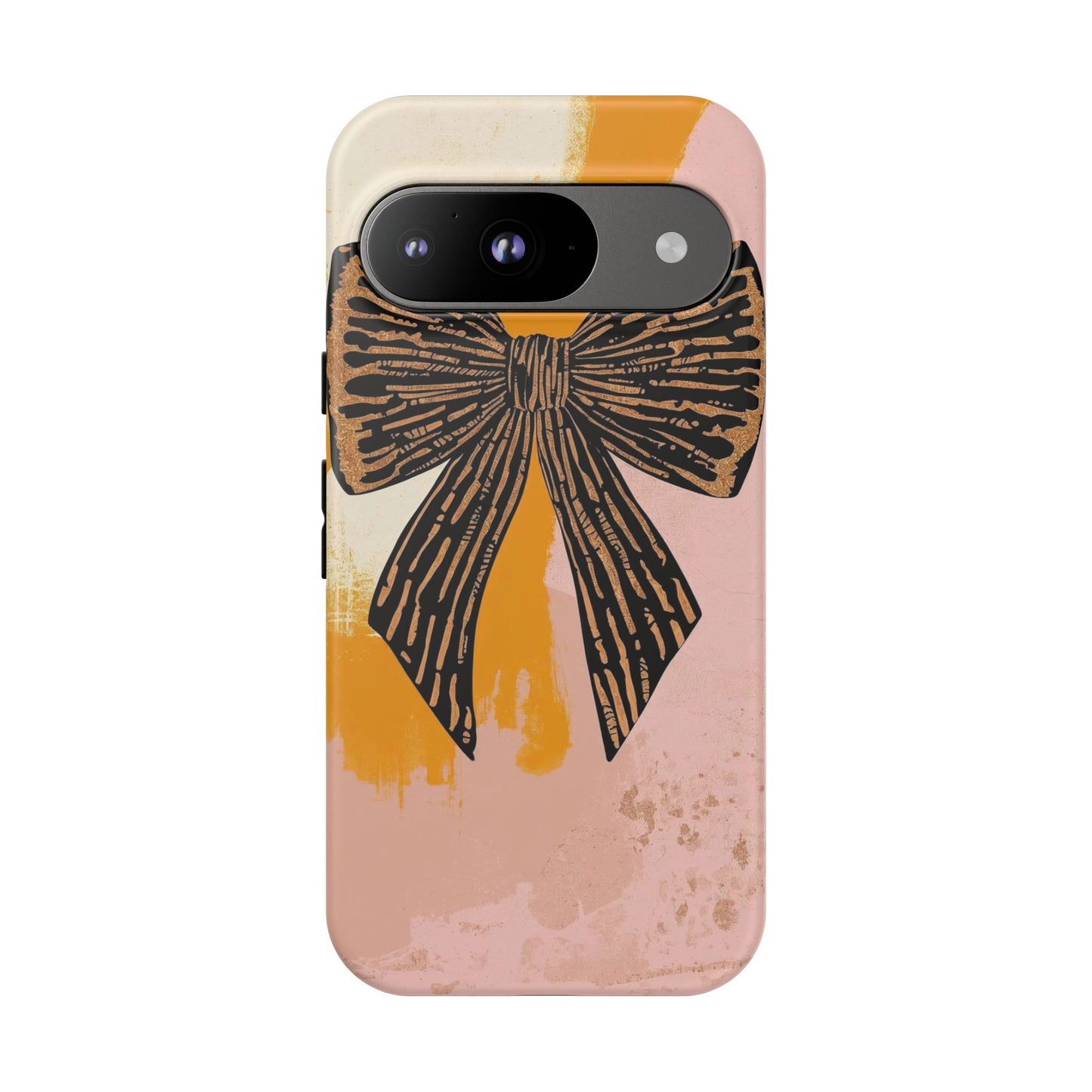 Bow Brushstroke Tough Phone Case — Pink & Mustard