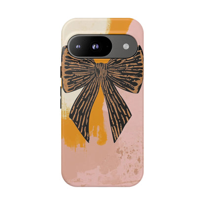 Bow Brushstroke Tough Phone Case — Pink & Mustard