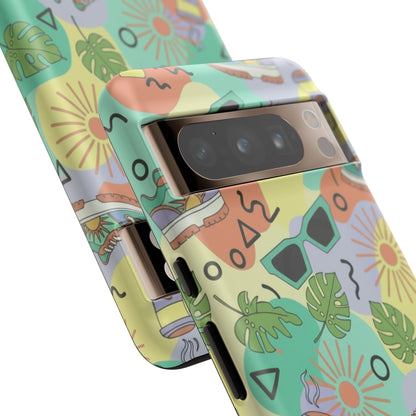 Tropical Summer Phone Case — Retro Sunglasses, Sneakers & Palm Pattern