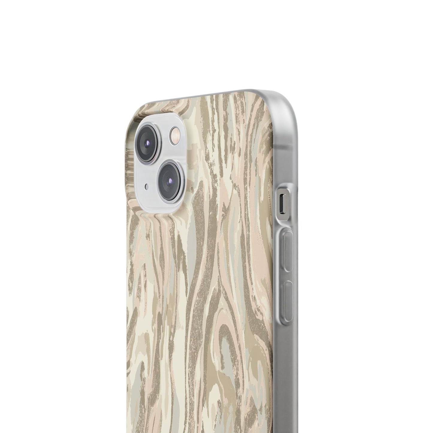 Neutral Marble Swirl Flexi Phone Case — Beige Abstract Protective Cover