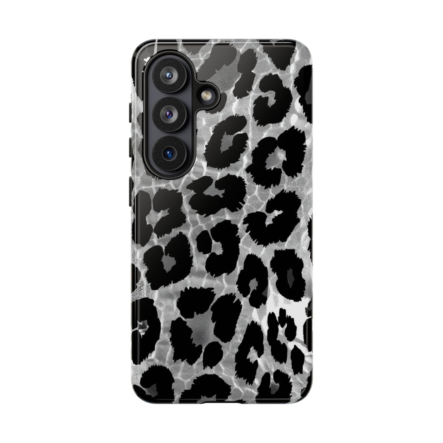 Leopard Print Phone Case — Black & Gray Tough Protective Case