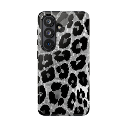 Leopard Print Phone Case — Black & Gray Tough Protective Case