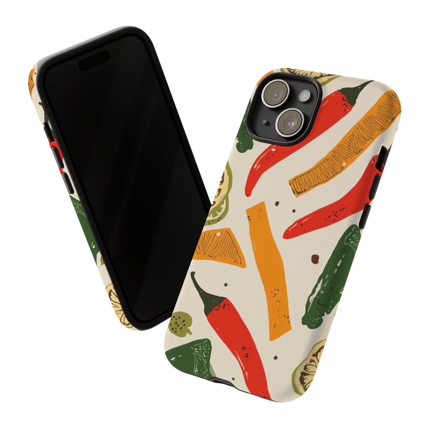 Spicy Peppers Phone Case – Colorful Chili, Lime & Citrus Pattern