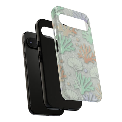 Pastel Coral Reef Tough Phone Case – Sea Shell & Coral Pattern Durable Protector