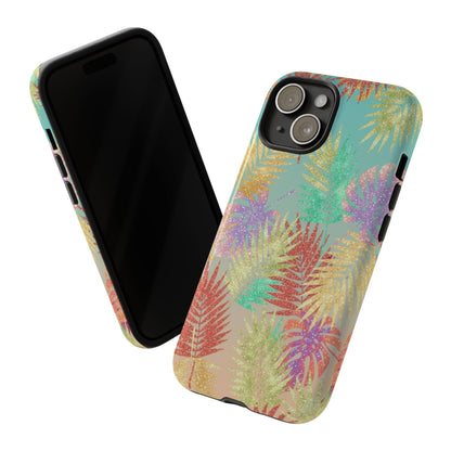 Tropical Palm Leaf Tough Phone Case – Colorful Pastel Botanical Protection