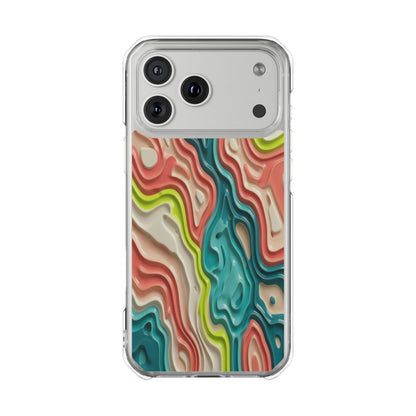Clear Magnetic Phone Case — Colorful Abstract Layered Swirl Design