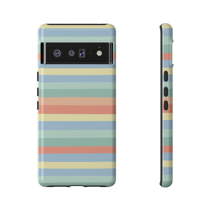 Pastel Striped Phone Case — Retro Horizontal Multi-Color Tough Case