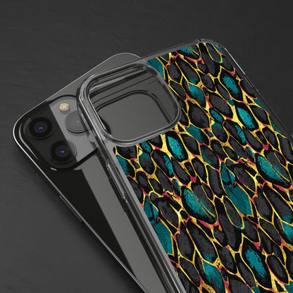 Teal Gold Leopard Clear Phone Case