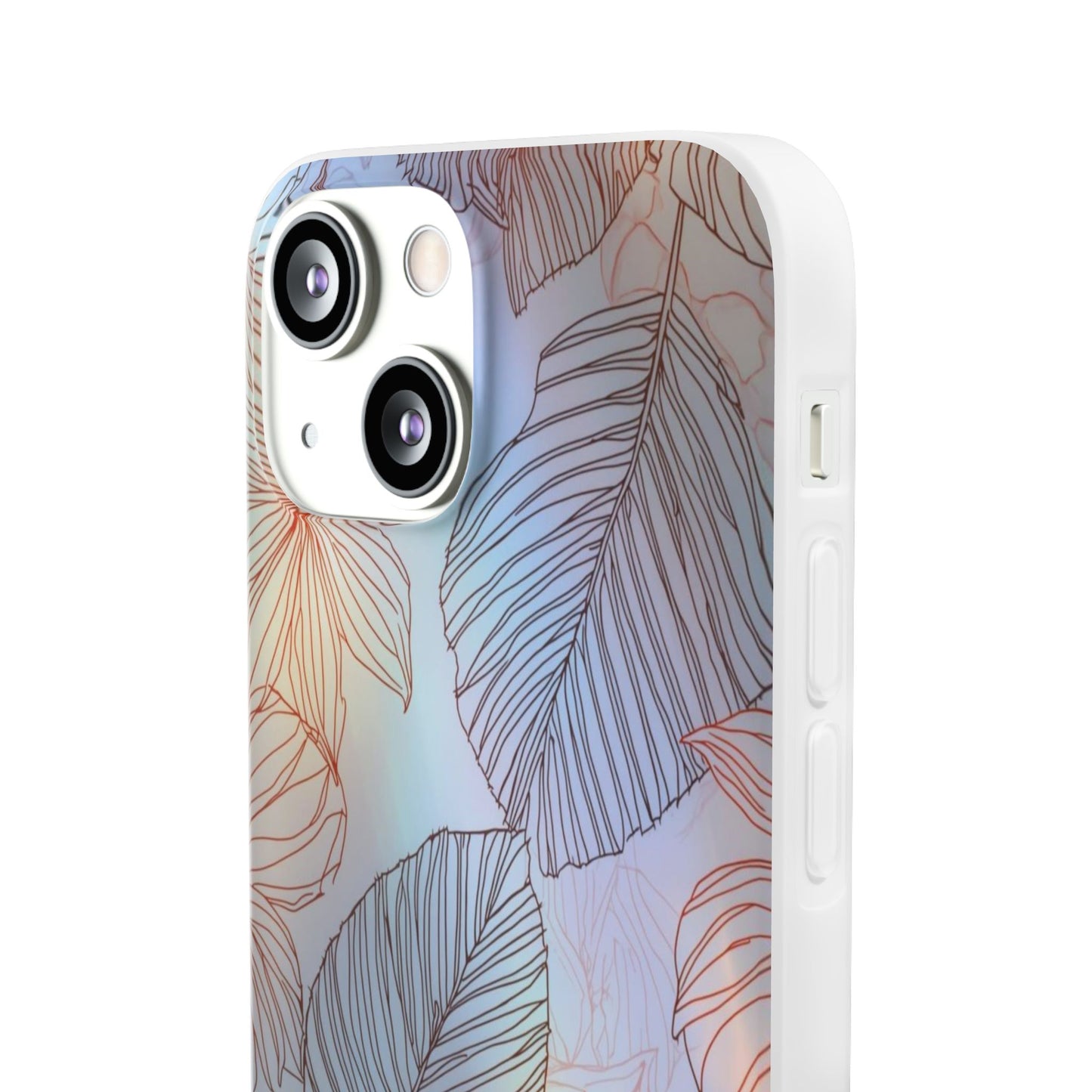 Floral Holographic Phone Case — Iridescent Leaves & Flowers Flexi Case