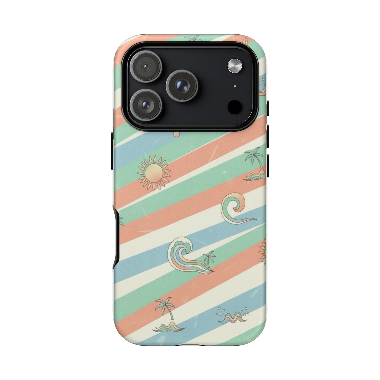 Surf Stripe Tough Phone Case — Retro Beach Waves Pattern