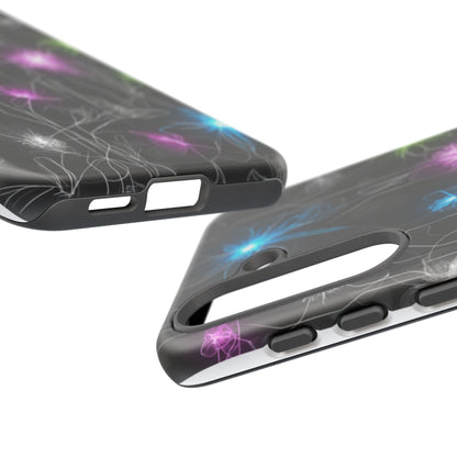 Neon Floral Tough Phone Case — Glow Flower Protective iPhone Cover