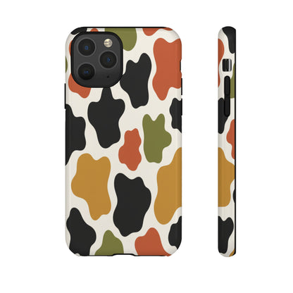 Camouflage Pattern Tough Phone Case – Retro Olive, Rust & Mustard Protective Cover