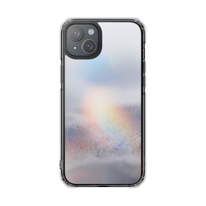 Clear Magnetic Impact Phone Case — Shockproof Transparent Case with Holographic Rainbow Accent