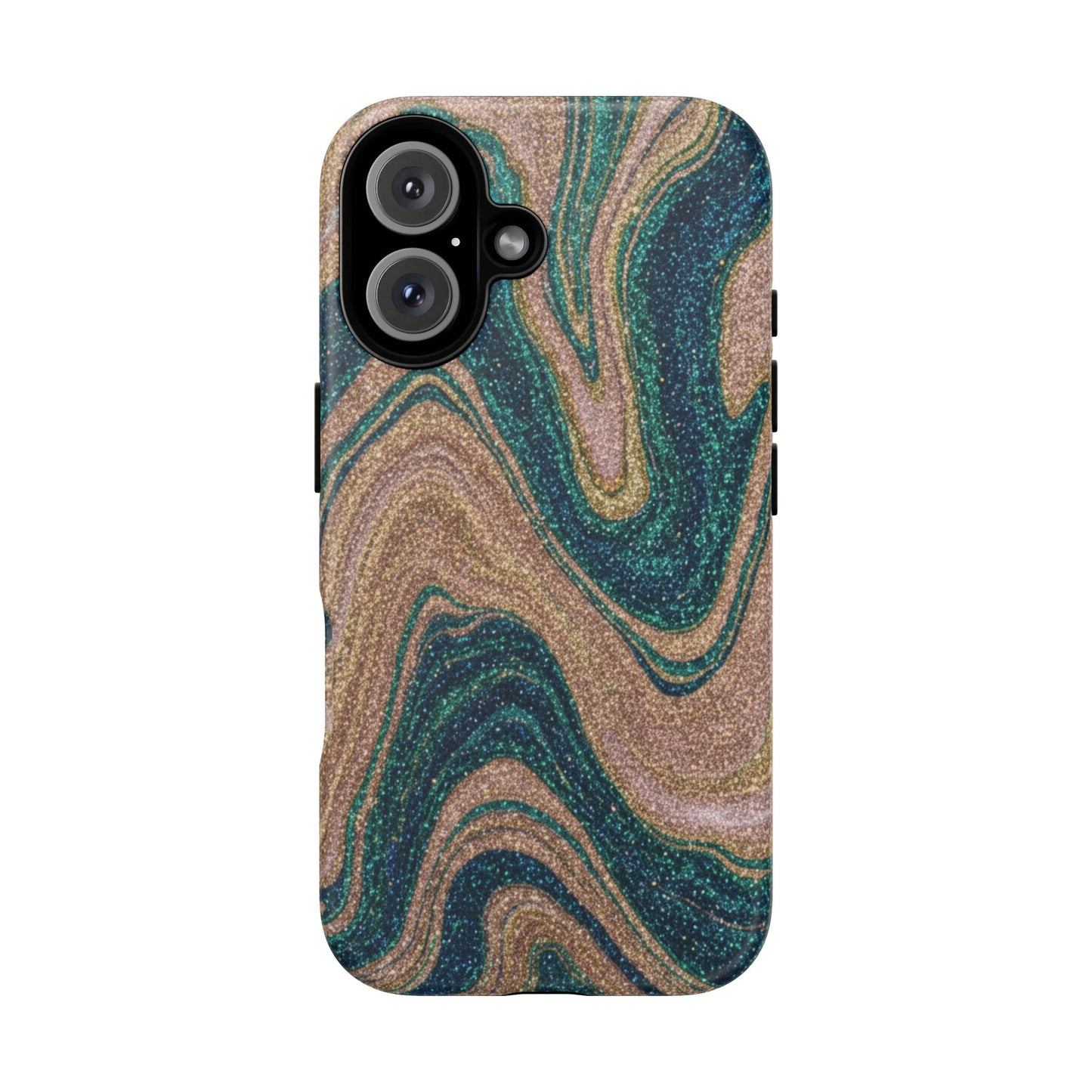 Marbled Teal & Gold Phone Case — Glitter Swirl Tough Case