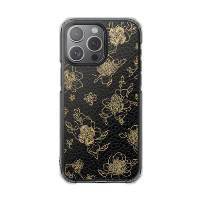 Clear Magnetic Impact Phone Case — Gold Floral Overlay