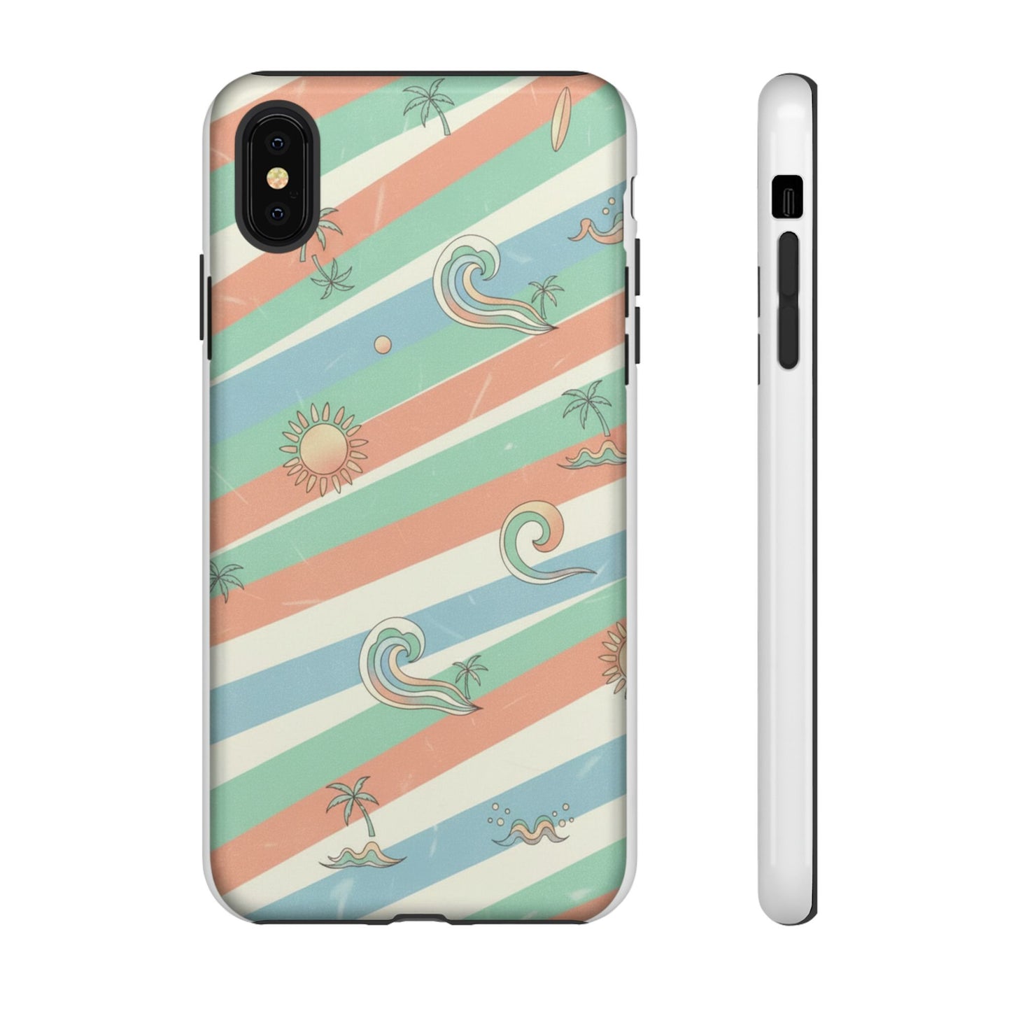 Surf Stripe Tough Phone Case — Retro Beach Waves Pattern