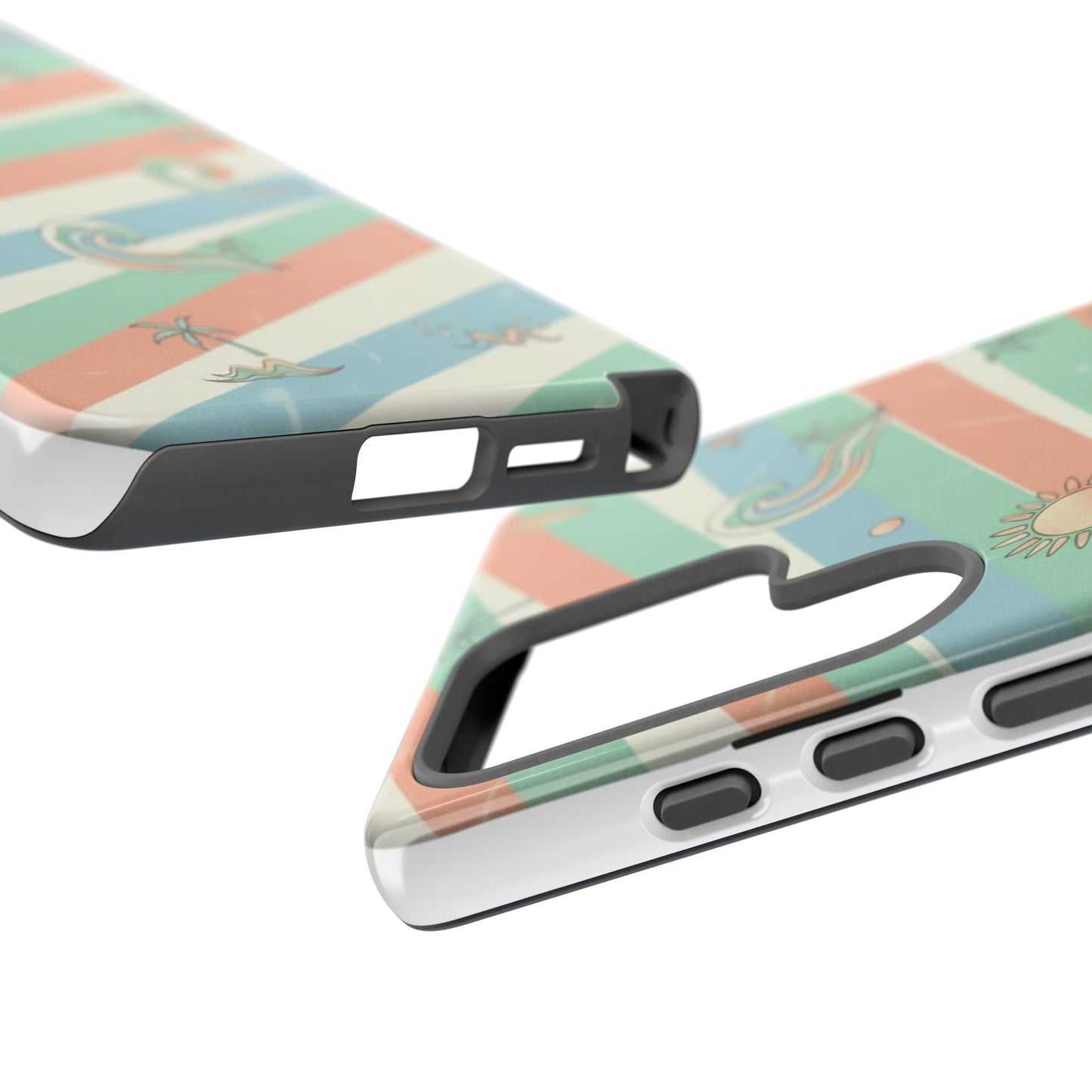 Surf Stripe Tough Phone Case — Retro Beach Waves Pattern