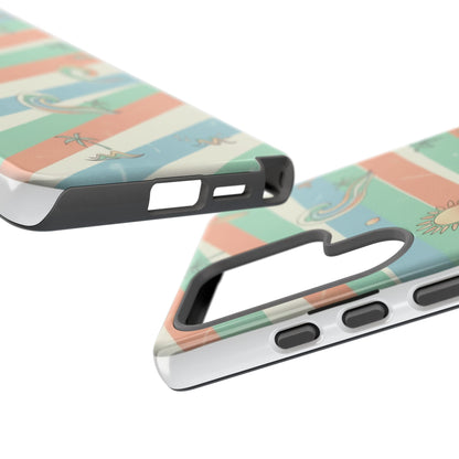 Surf Stripe Tough Phone Case — Retro Beach Waves Pattern