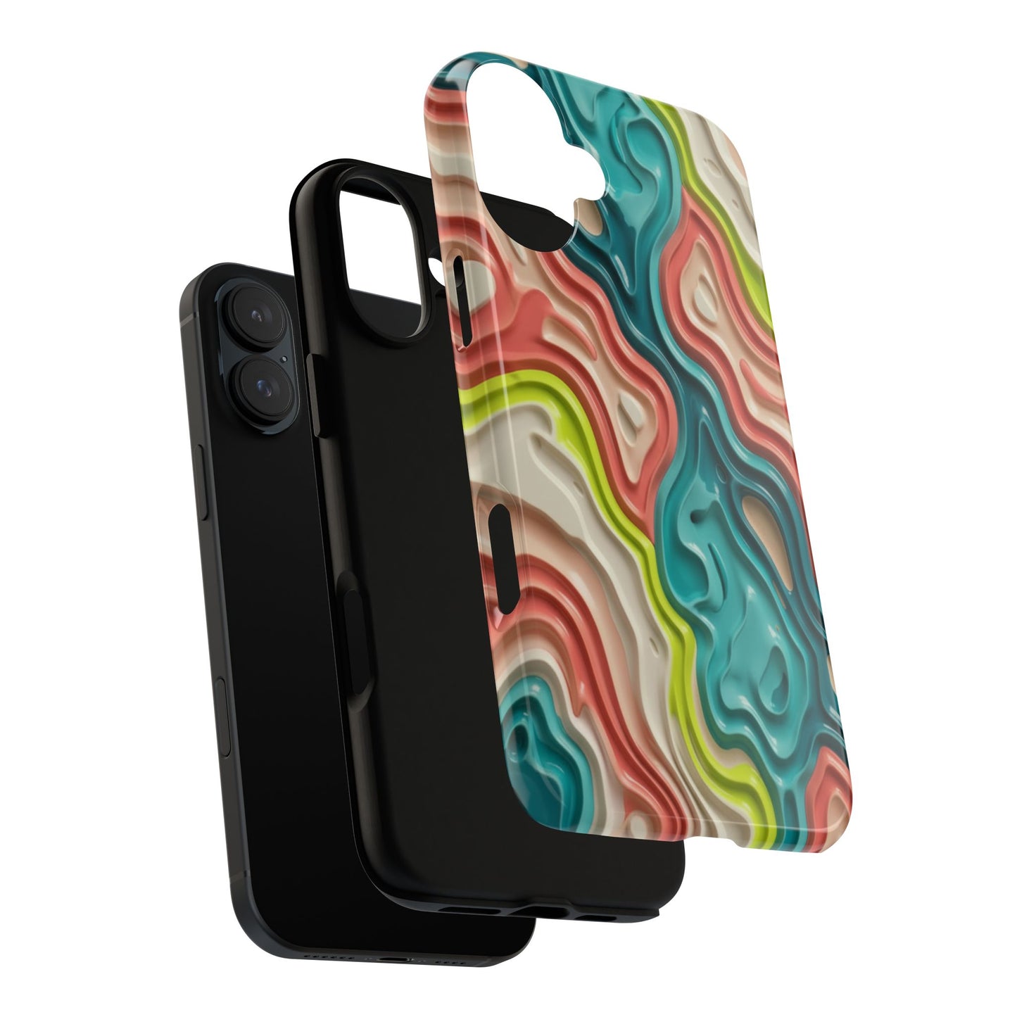 Abstract Contour Phone Case — Colorful Topographic Pattern Tough Case