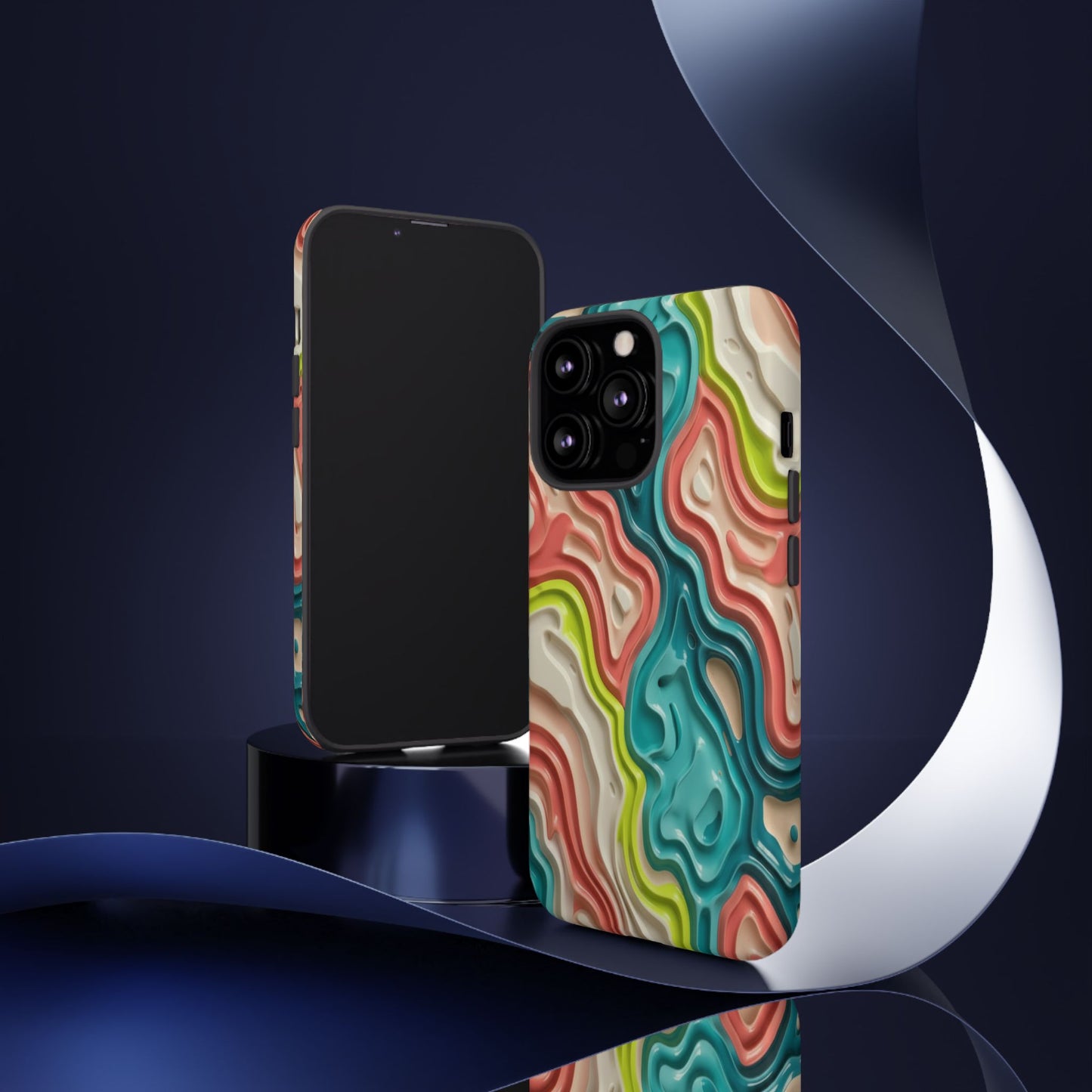 Abstract Contour Phone Case — Colorful Topographic Pattern Tough Case
