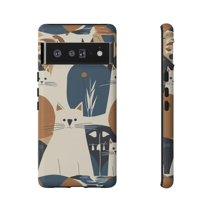 Cat Pattern Phone Case – Retro Abstract Cats Protective iPhone Cover