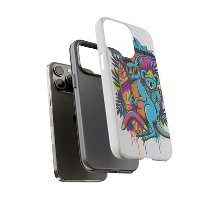 Kangaroo & Koala Surf Phone Case — Retro Neon Beach Art Tough Case