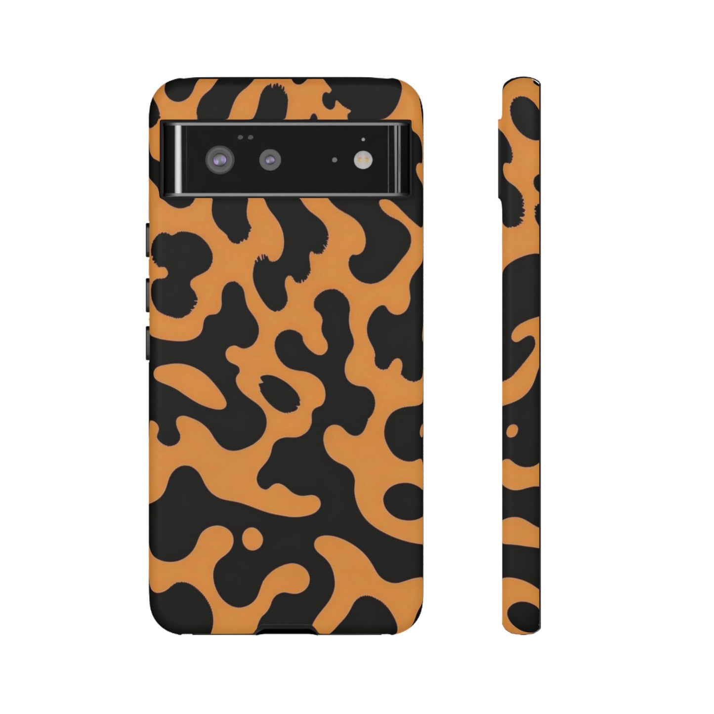 Leopard Print Phone Case — Orange & Black Tough Pattern Protective Cover