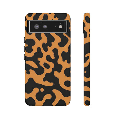 Leopard Print Phone Case — Orange & Black Tough Pattern Protective Cover