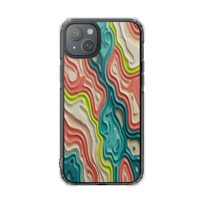 Clear Magnetic Phone Case — Colorful Abstract Layered Swirl Design