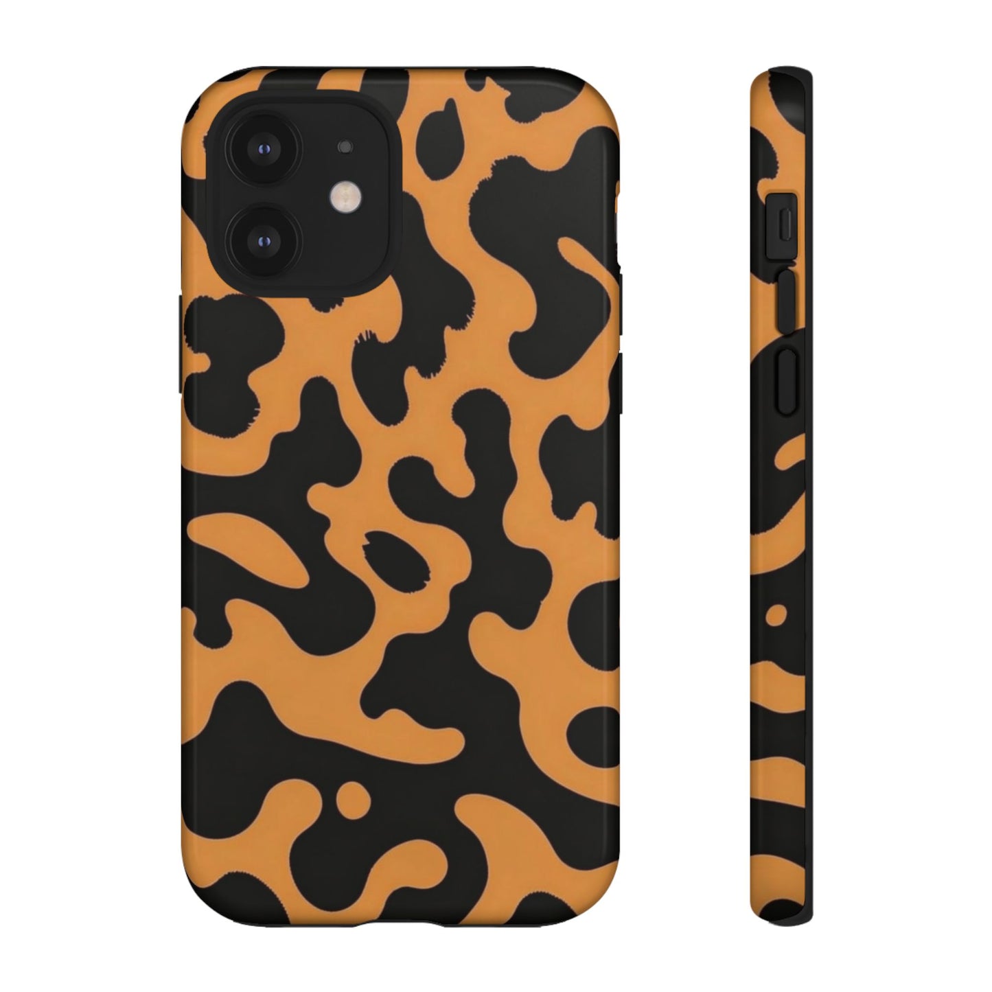 Leopard Print Phone Case — Orange & Black Tough Pattern Protective Cover