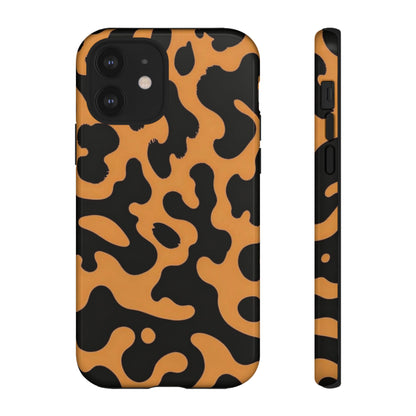 Leopard Print Phone Case — Orange & Black Tough Pattern Protective Cover