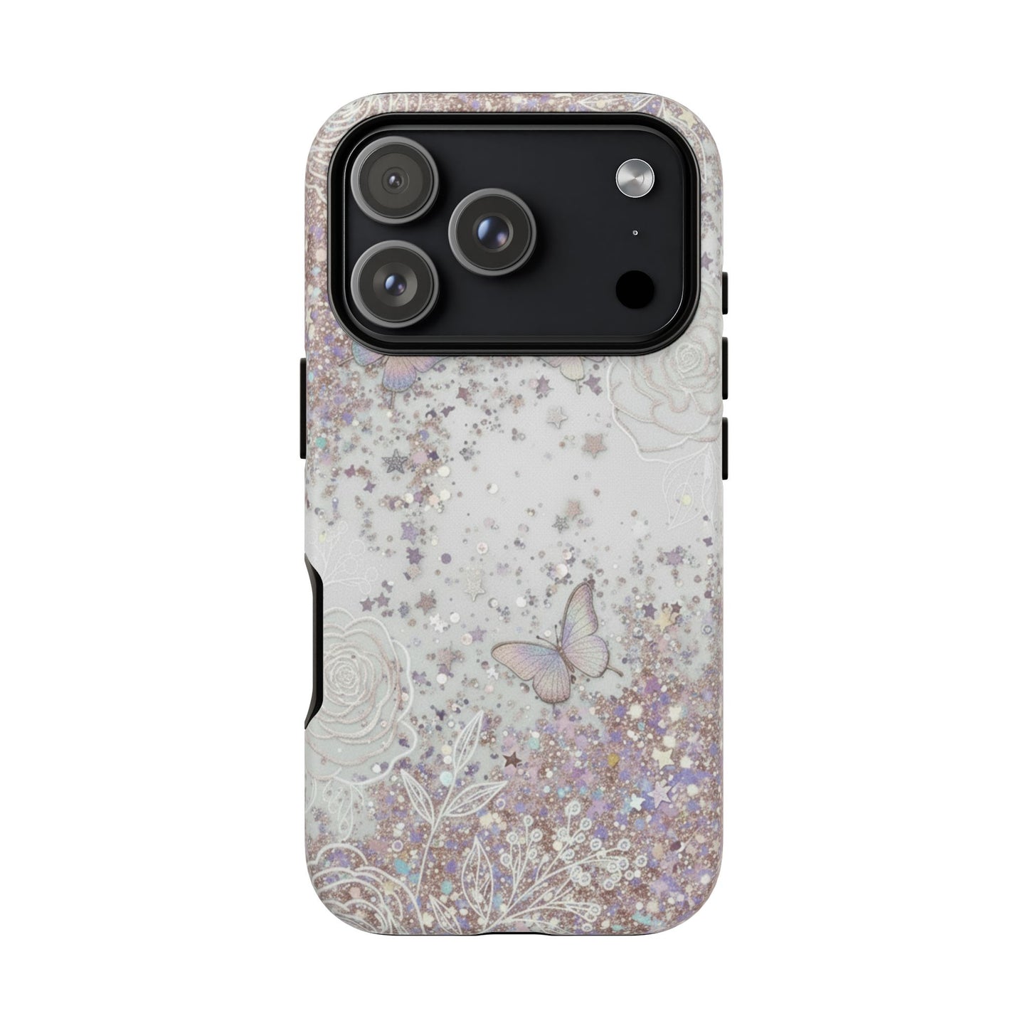 Butterfly Glitter Tough Phone Case — Floral Sparkle Protective Case