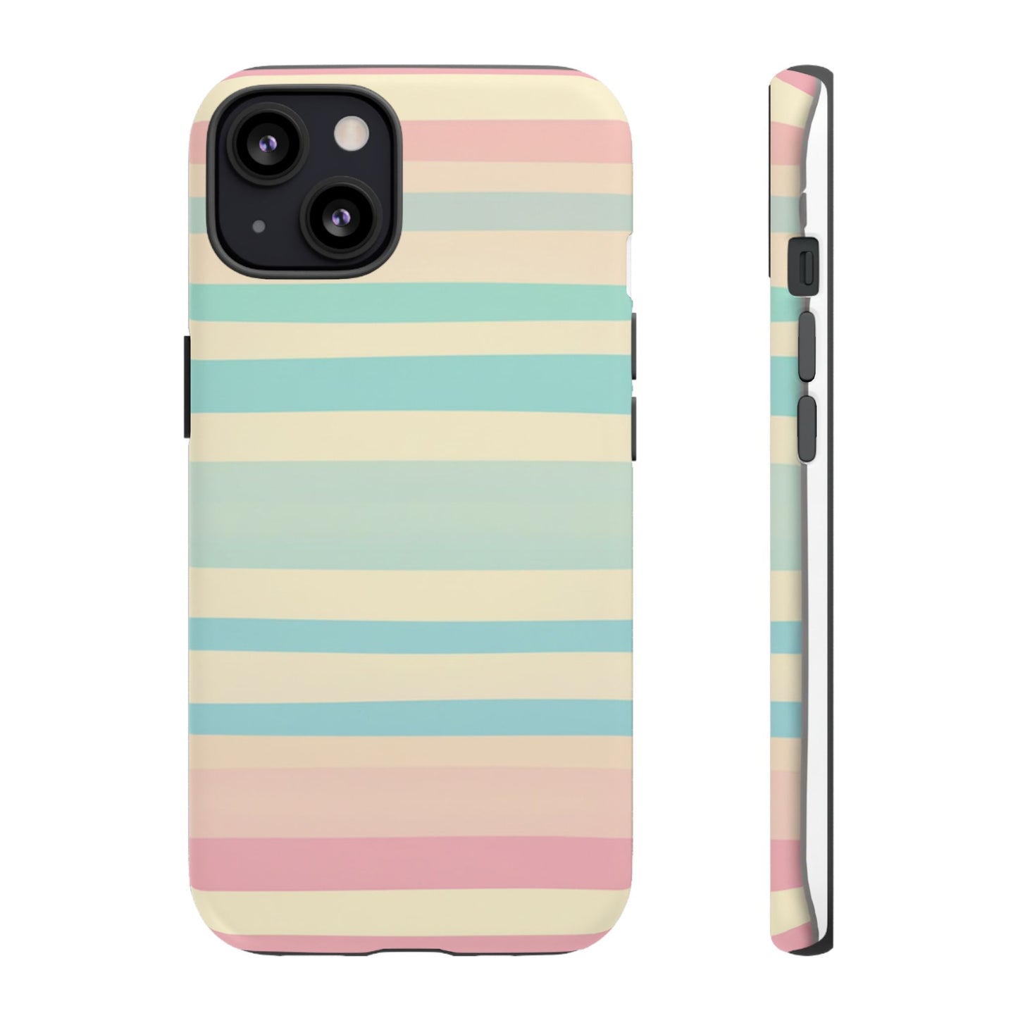 Pastel Striped Tough Phone Case – Protective Retro Rainbow Design