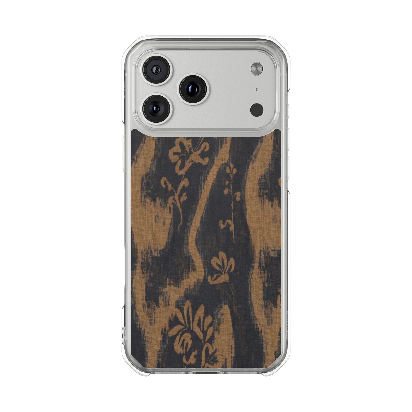 Clear Magnetic Phone Case — Rustic Woodgrain Floral Design