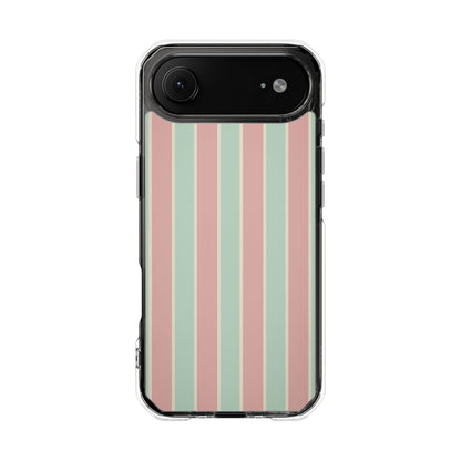 Striped Pastel Clear Phone Case — Magnetic Impact Protective Cover