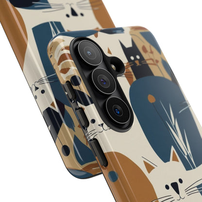 Cat Pattern Phone Case – Retro Abstract Cats Protective iPhone Cover