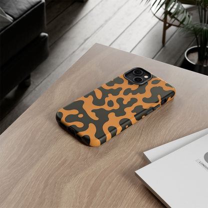 Leopard Print Phone Case — Orange & Black Tough Pattern Protective Cover