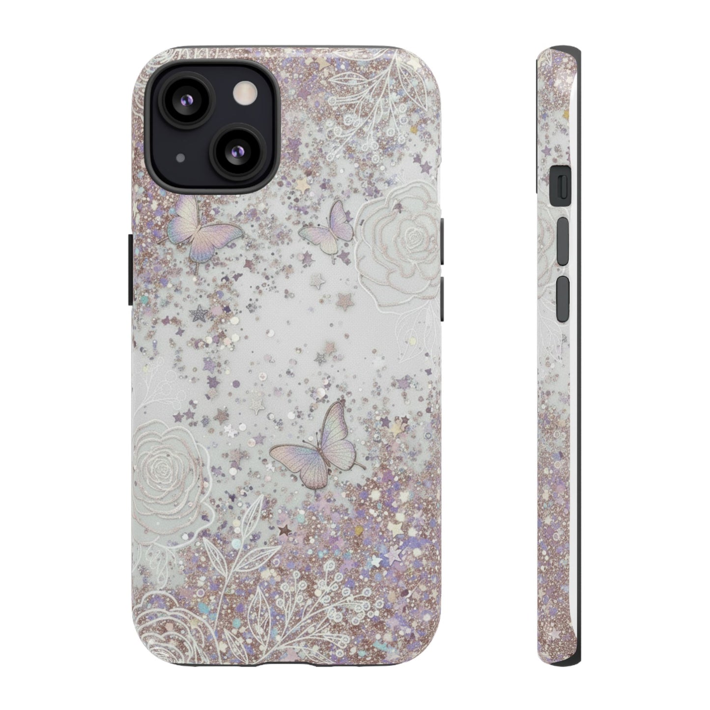 Butterfly Glitter Tough Phone Case — Floral Sparkle Protective Case