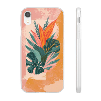 Tropical Botanical Phone Case — Pink & Orange Floral Flexi Case