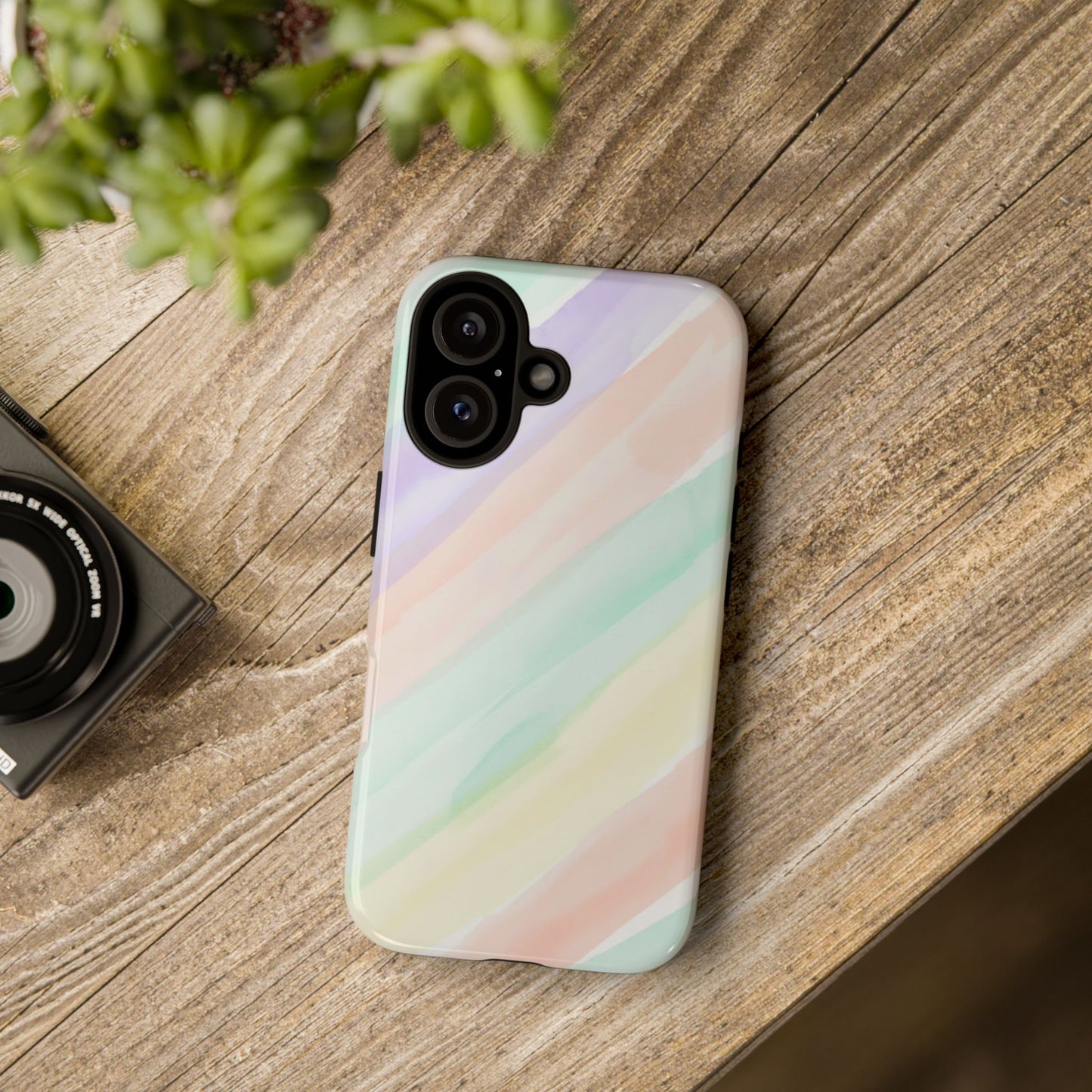Pastel Watercolor Stripe Tough Phone Case