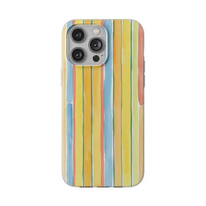 Watercolor Stripe Phone Case — Bright Pastel Vertical Stripes Protective Flexi Case