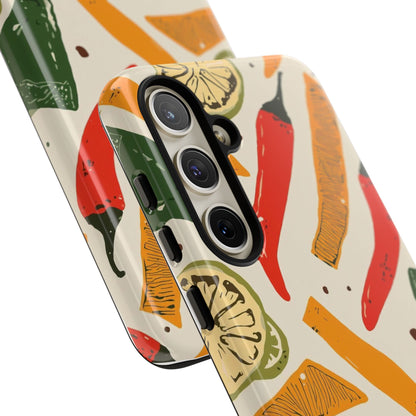 Spicy Peppers Phone Case – Colorful Chili, Lime & Citrus Pattern