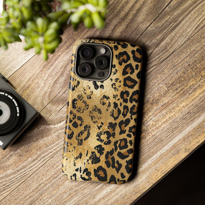 Leopard Print Tough Phone Case — Durable Protective iPhone Cover