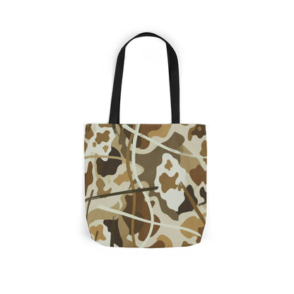 Camo Canvas Tote Bag — Beige Outdoor Pattern with 3 Color Straps